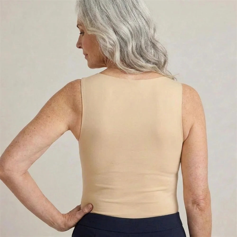 Back view in Nude: a smooth back with no band, hooks or straps digging in