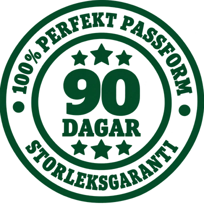 100 % perfekt passform · 90 dagar · storleksgaranti